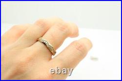 Real Moissanite 1Ct Round Cut Vintage Eternity Ring 14KYellow Gold Silver Plated
