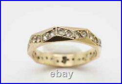 Real Moissanite 1Ct Round Cut Vintage Eternity Ring 14KYellow Gold Silver Plated