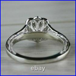 Real Moissanite 2.20Ct Round Cut Women Vintage Ring 14K White Gold Silver Plated
