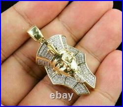Real Moissanite 2.50Ct Round Cut Egyptian Pendant 14K Yellow Gold Silver Plated