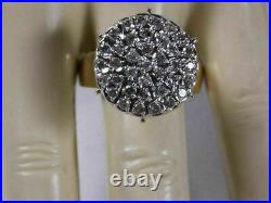 Real Moissanite 2Ct Round Cluster Engagement Ring 14K Yellow Gold Silver Plated