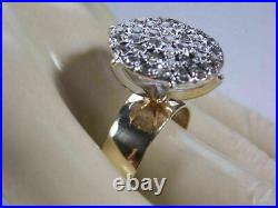 Real Moissanite 2Ct Round Cluster Engagement Ring 14K Yellow Gold Silver Plated