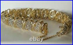 Real Moissanite 5.00Ct Round Cut Custer Bracelet 14K Yellow Gold Silver Plated