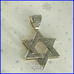 Real Moissanite 5Ct Round Cut STAR OF DAVID Pendant 14K White Gold Plated