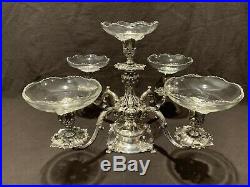 Reed & Barton Victorian 166 Four Arm Epergne Silver Plate and Liners Vintage