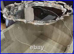 Reed & Barton Vintage Silver Plate 22 Victorian Oval Scrolled Waiter's Tray