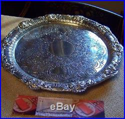 Rococo Vine Vintage Style Silver Chased Salver Waiter Serving Tray English