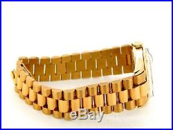 Rolex Mens Solid 18K Yellow Gold Datejust withGold Plated President Style Bracelet