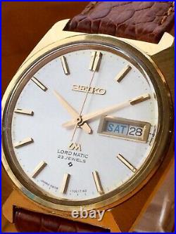 SEIKO LORD MATIC 5606-7000 WEEKDATER Vintage 1970s Gold Plated In the USA