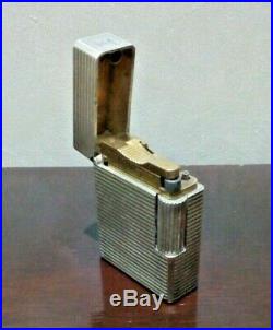 SILVER S. T HOT DUPONT VINTAGE BRIGHT PLATED LIGHTER LIGNE 1 Small model