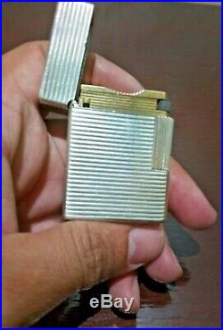 SILVER S. T HOT DUPONT VINTAGE BRIGHT PLATED LIGHTER LIGNE 1 Small model