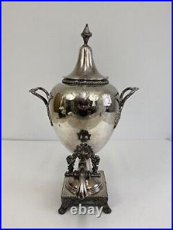 STUNNING VINTAGE SILVER PLATE HOT WATER/COFFEE URN, 20 TALL Ornate Handles /rw