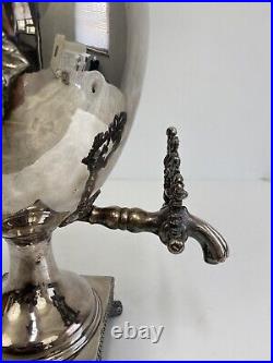 STUNNING VINTAGE SILVER PLATE HOT WATER/COFFEE URN, 20 TALL Ornate Handles /rw