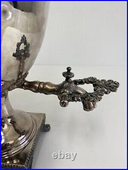 STUNNING VINTAGE SILVER PLATE HOT WATER/COFFEE URN, 20 TALL Ornate Handles /rw