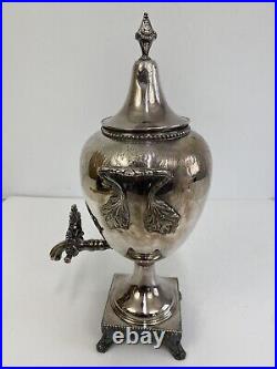 STUNNING VINTAGE SILVER PLATE HOT WATER/COFFEE URN, 20 TALL Ornate Handles /rw