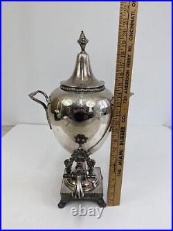 STUNNING VINTAGE SILVER PLATE HOT WATER/COFFEE URN, 20 TALL Ornate Handles /rw