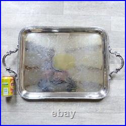 SUPERB RARE LARGE ANTIQUE 19th C. CHRISTOFLE SILVER PLATED ENGRAVED TRAY PLATTER