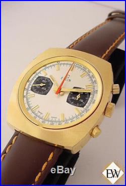 Serviced Vintage 1970's ELGIN Chronograph Valjoux 7733 Gold Plate Panda Watch