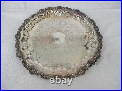 Serving Tray Silver on Copper Plate Vintage Center Decoration Heavy 16.5x1.5