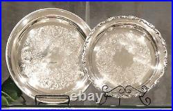 Serving Trays Silver Plated International Silver Vintage Etched Set 2