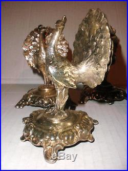 Set Of 4 Exquisite Vintage Germany Signed Wmf Silver Plate Peacock Card Holder