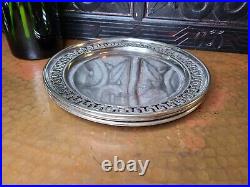 Set of 3 Vintage/ Antique Silver-Plate Chargers with Greek Key Cut Pattern