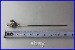 Set of 4 VTG French Silver Plate Meat Skewer with Rooster Tops Marked H. France. C