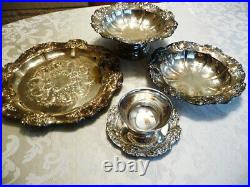 Set of 4 Vintage Towle Silver Plate Old Master Serving Bowls and Tray