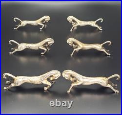 Set of 6 Vintage Mid Century Art Deco French Silver Plate Horse Knife Rests 3.2