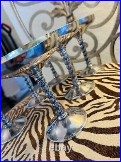 Set of 6 Vintage Silver Plated Compote Dessert Dishes. Beautiful