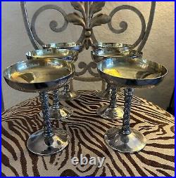 Set of 6 Vintage Silver Plated Compote Dessert Dishes. Beautiful