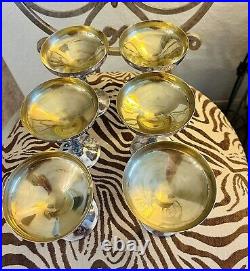 Set of 6 Vintage Silver Plated Compote Dessert Dishes. Beautiful