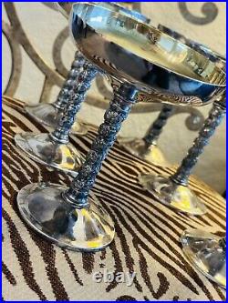 Set of 6 Vintage Silver Plated Compote Dessert Dishes. Beautiful