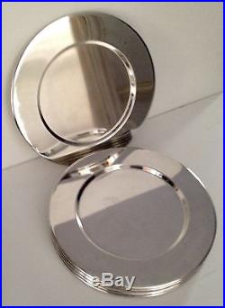 Set of 8 Vintage (1980) European Silver Plated Charger Plates, 11-3/4 diameter