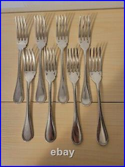 Set of 8 Vintage Christofle PERLES Silver-Plated Fish Forks Cristofle