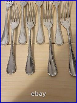 Set of 8 Vintage Christofle PERLES Silver-Plated Fish Forks Cristofle