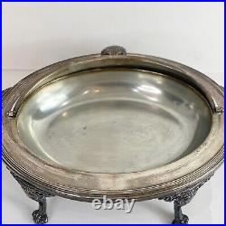 Sheffield Vntg Silver Plate Footed Hinged Roll Top Buffet Serving Dish Tarnished