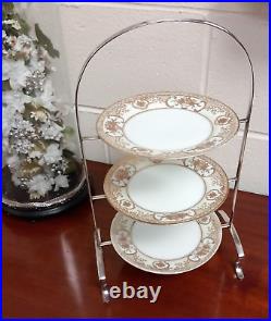 Silver Plate Cake Afternoon Tea Stand P Ashberry & Son Sheffield Noritake Plates
