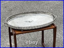 Silver Plate Gallery Tray On Paw Feet, LARGE in size