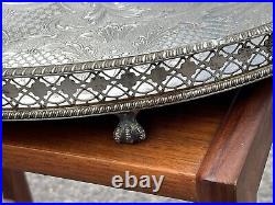 Silver Plate Gallery Tray On Paw Feet, LARGE in size