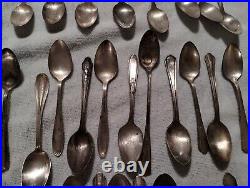 Silver Plate Spoons Vtg Large Lot 120 Serving Soup Sugar Antique