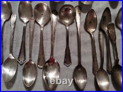 Silver Plate Spoons Vtg Large Lot 120 Serving Soup Sugar Antique Rare