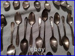 Silver Plate Spoons Vtg Large Lot 120 Serving Soup Sugar Antique Rare