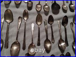 Silver Plate Spoons Vtg Large Lot 120 Serving Soup Sugar Antique Rare