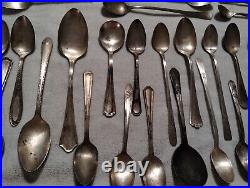 Silver Plate Spoons Vtg Large Lot 120 Serving Soup Sugar Antique Rare