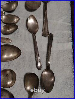 Silver Plate Spoons Vtg Large Lot 120 Serving Soup Sugar Antique Rare