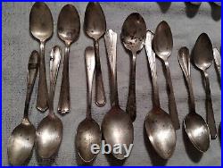 Silver Plate Spoons Vtg Large Lot 120 Serving Soup Sugar Antique Rare