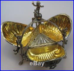 Silver Plate Victorian Triple Fold Gilt Biscuit Box/Bun Warmer Antique/Vintage