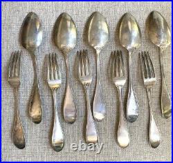 Silver Plate- Vintage- Hall & Elton -1878 Medallion- 6 Serving Spoon & 5 Forks