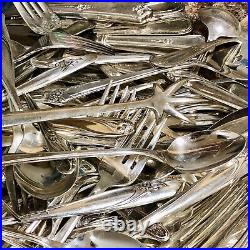 Silver Plated Cutlery 10lbs Vintage Flatware Lot